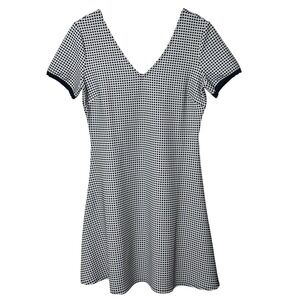 A|X Armani Exchange Women's Navy White Checkered V Neck Cross Back Dress Size Lg